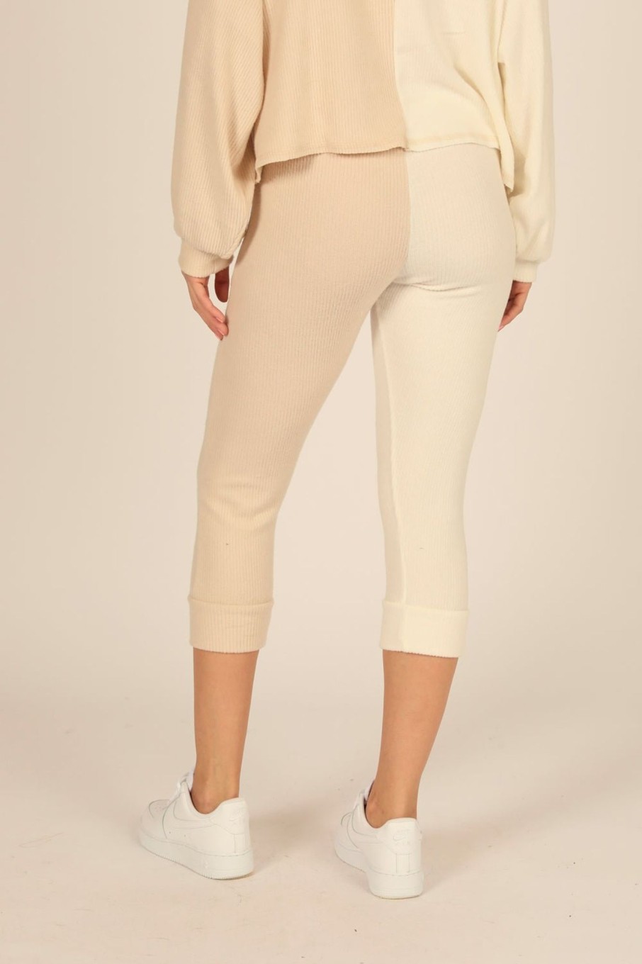 Women Vintage Havana Joggers | Brushed Hacci Rib Split Jogger