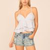 Women Vintage Havana Tanks | Vh X Od-Chambray Blue W/Ivory Eyelet Ruffle Tank Top
