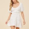 Women Vintage Havana Dresses | White Gauze W/Jersey Combo Dress