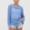 Women Vintage Havana Sweaters | Blue Haze Open Knit Sweater