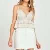 Women Vintage Havana Tanks | Soft Tan Streaky Tencel Ruffle Tank