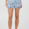 Women Vintage Havana Shorts | Washed Denim Tencel Cargo Shorts