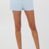 Women Vintage Havana Shorts | Sailboat Blue Cloud Fleece Shorts