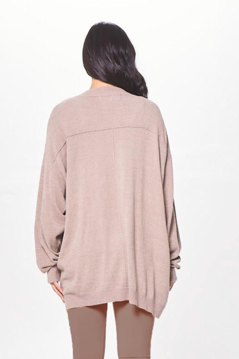 Women Vintage Havana Sweaters | Latte Taupe Plush Knit Cardigan