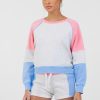 Women Vintage Havana Sweatshirts | Ash Grey Colorblock Fleece Crewneck