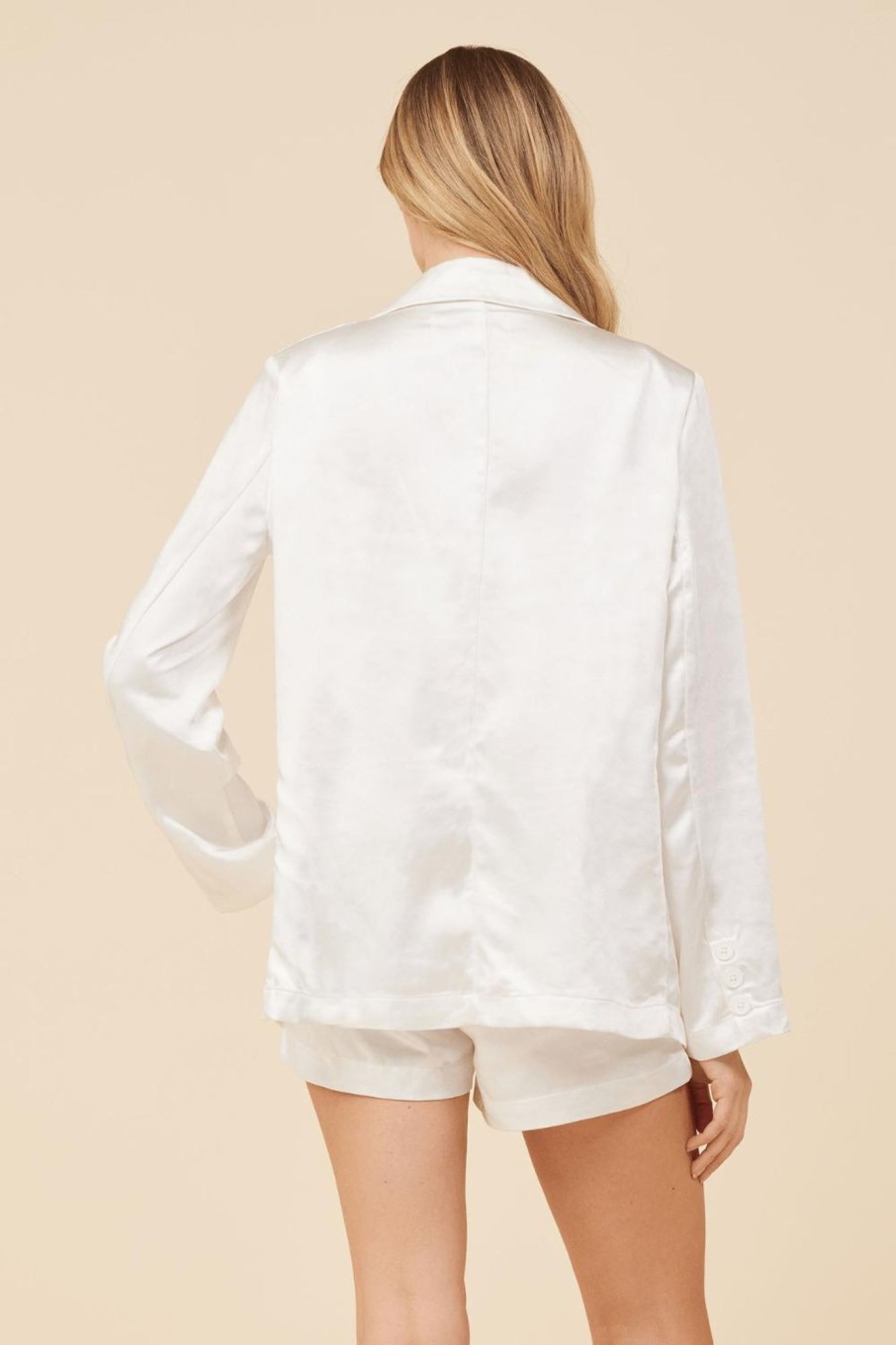 Women Vintage Havana Shorts | Ivory Heavy Satin Blazer