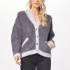 Women Vintage Havana Sweaters | Heather Grey Novelty Button Front Hooded Cardigan