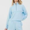Women Vintage Havana Sweatshirts | Sailboat Blue Cloud Fleece Quarter Zip