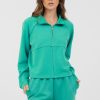 Women Vintage Havana Sweatshirts | Caribbean Turquoise Cloud Fleece Quarter Zip