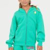 Kids Vintage Havana Kids Tops | Surf Green Oversized Capri Zip Up Hoodie