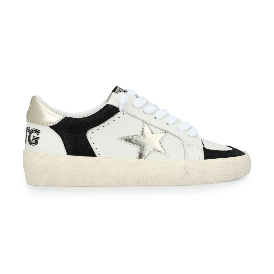 Women Vintage Havana Low Tops | Reflex 24-Black/Gold/White Canvas