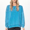 Women Vintage Havana Sweatshirts | Anchor Blue Oversized Crewneck